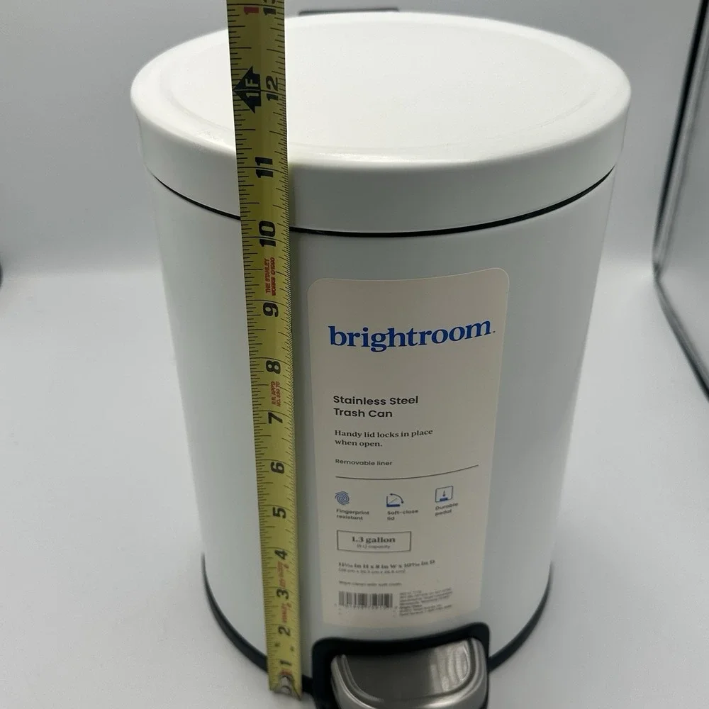 (White) Brightroom Stainless Steel Trash Can 1.3 Gallon / 5L 11